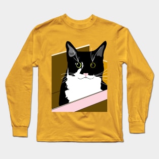 Cat in a box Cute Tuxedo Cat I can fit Copyright by TeAnne Long Sleeve T-Shirt